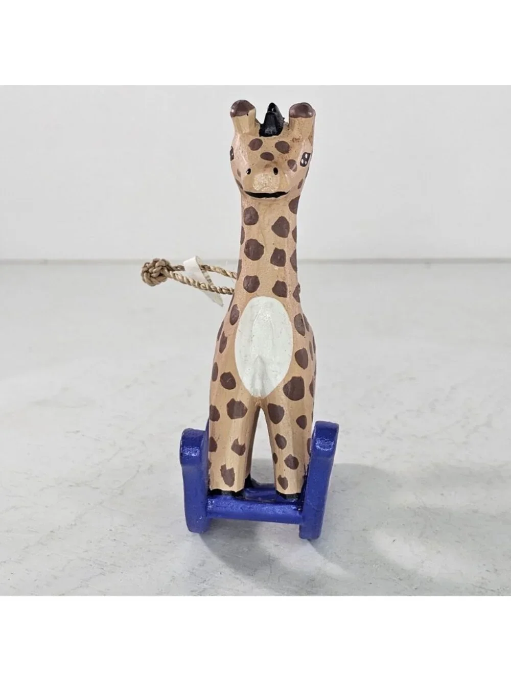 Pier 1 Giraffe Rocking Horse Ornament Blue Base Hand Painted Christmas Decor